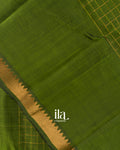 Mehandi Green Checkered Semi Mangalgiri Saree