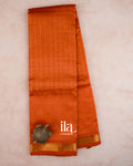 Rust Orange Checkered Semi Mangalgiri Saree
