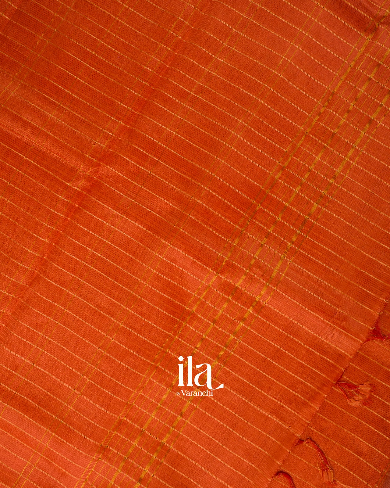 Rust Orange Checkered Semi Mangalgiri Saree