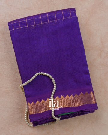 Indigo Checkered Semi Mangalgiri Saree
