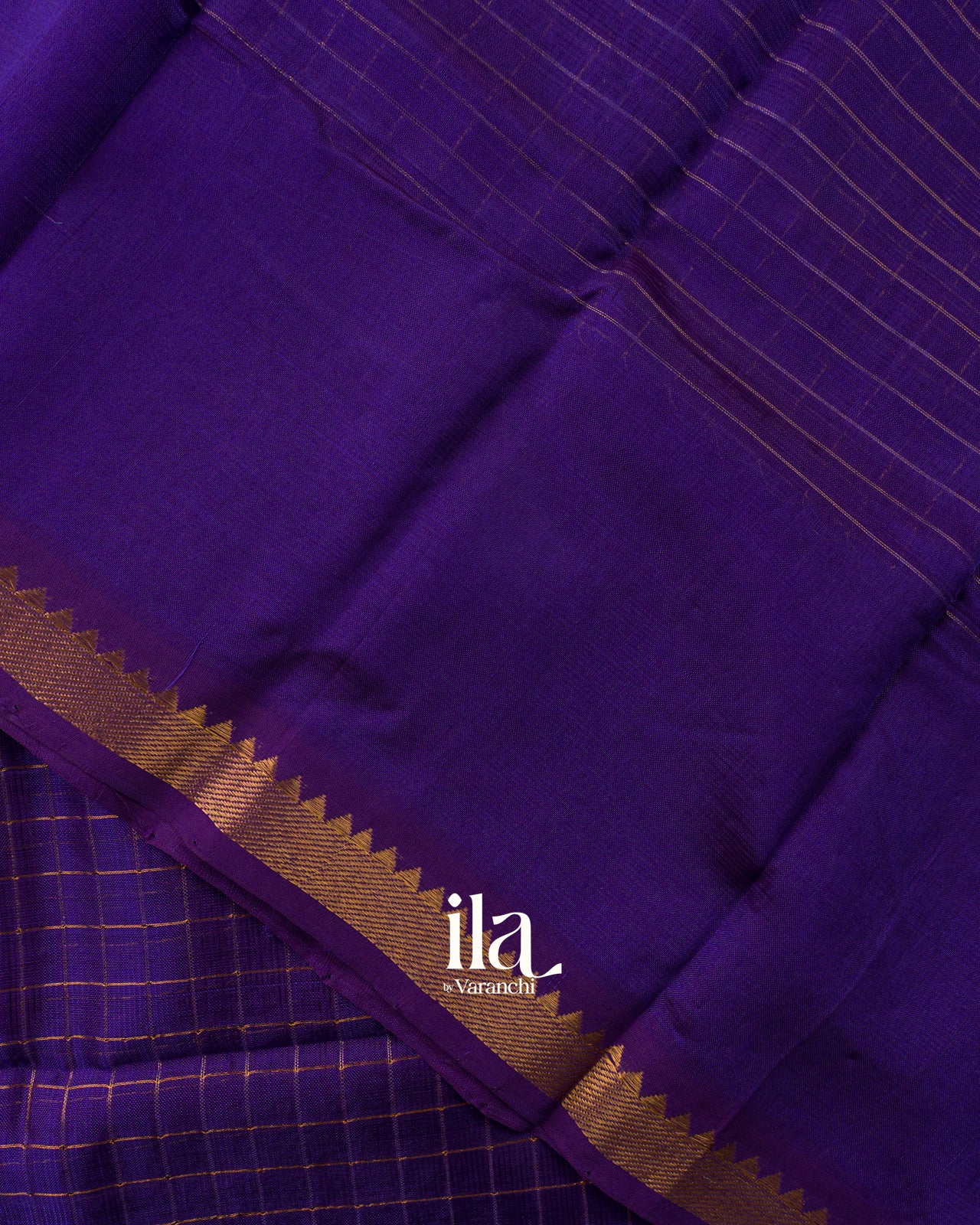 Indigo Checkered Semi Mangalgiri Saree