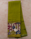Mehandi Green Kalamkari Hand-Printed Semi Mangalgiri Silk Cotton Saree