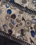 Black Kalamkari Hand-Printed Semi Mangalgiri Silk Cotton Saree