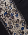 Black Kalamkari Hand-Printed Semi Mangalgiri Silk Cotton Saree