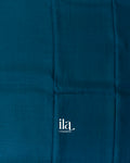 Peacock Blue Kalamkari Hand-Printed Semi Mangalgiri Silk Cotton Saree