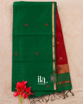 Bottle Green Pure Maheshwari Silk Cotton Handloom Saree