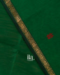 Bottle Green Pure Maheshwari Silk Cotton Handloom Saree