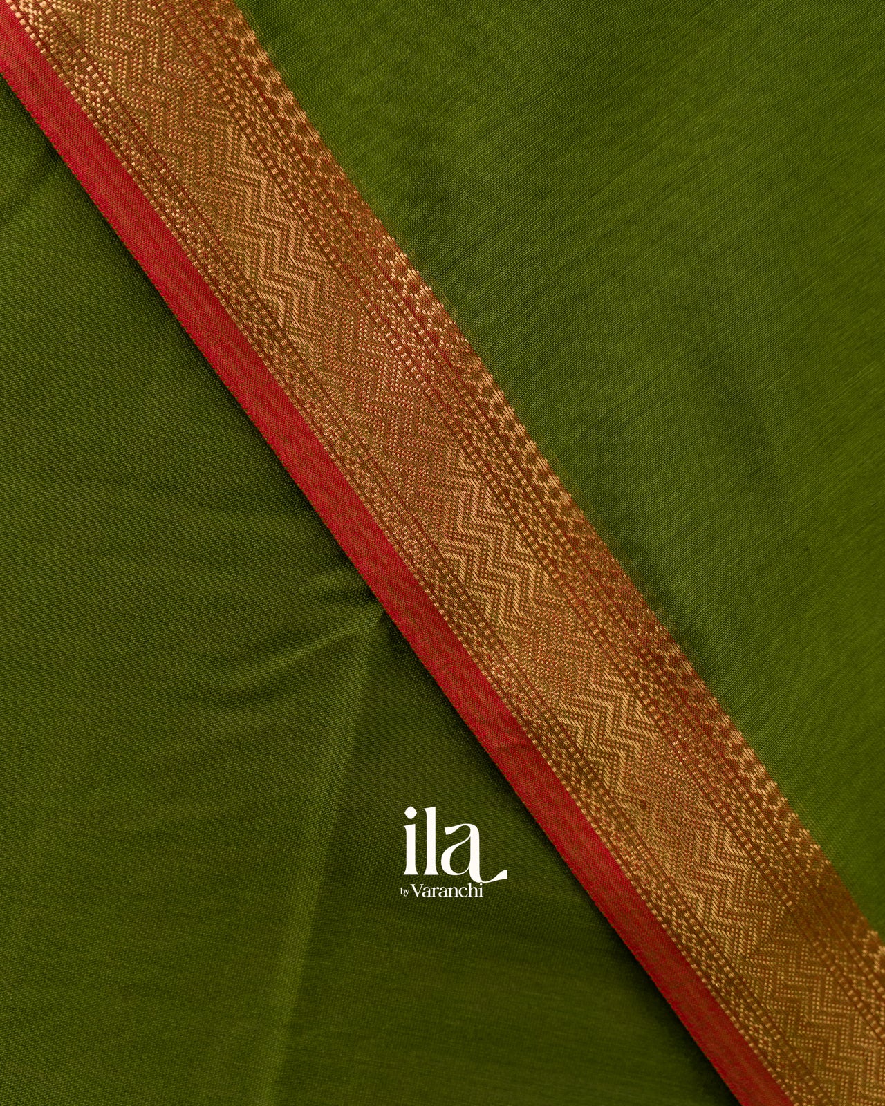Olive Green Pure Maheshwari Silk Cotton Handloom Saree
