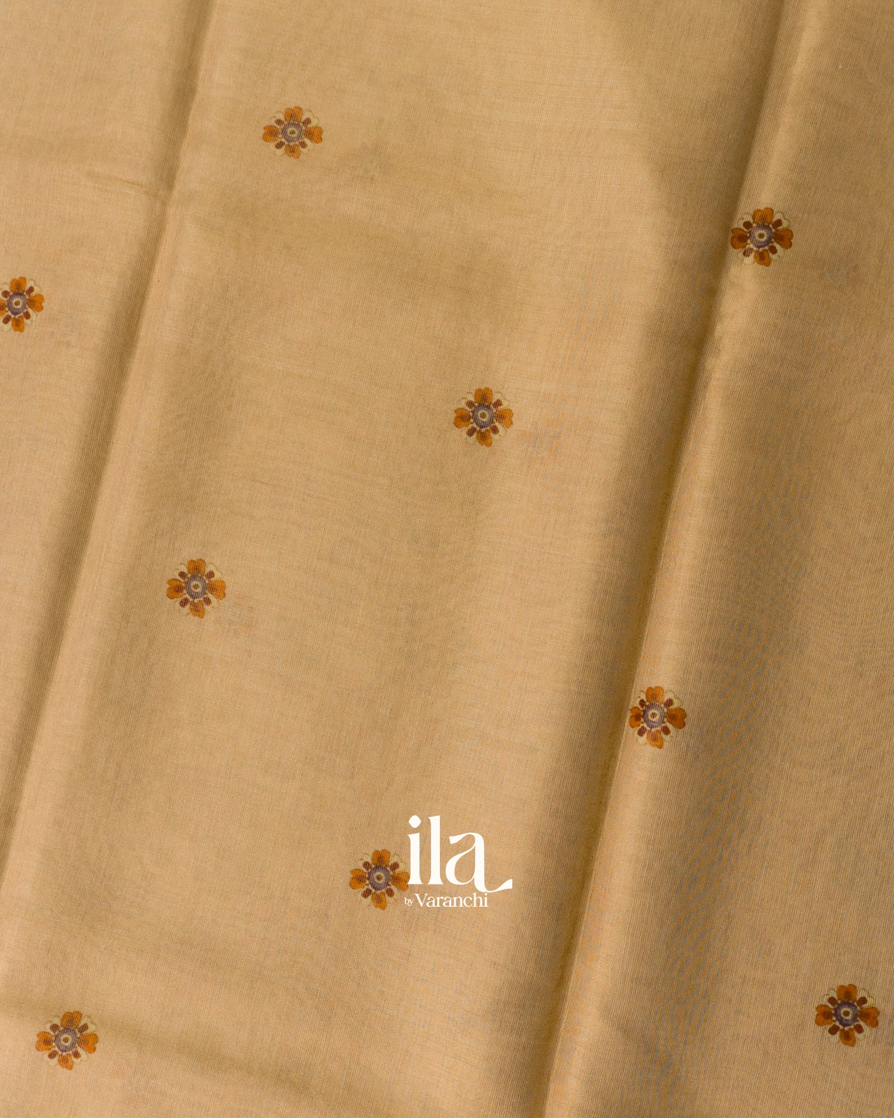Golden Floral Digital Printed Cotton Tissue Saree