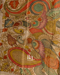 Golden Floral Digital Printed Cotton Tissue Saree