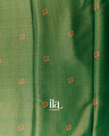 Bottle Green Floral Digital Printed Cotton Tissue Saree