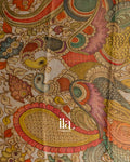 Bottle Green Floral Digital Printed Cotton Tissue Saree