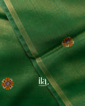 Bottle Green Floral Digital Printed Cotton Tissue Saree
