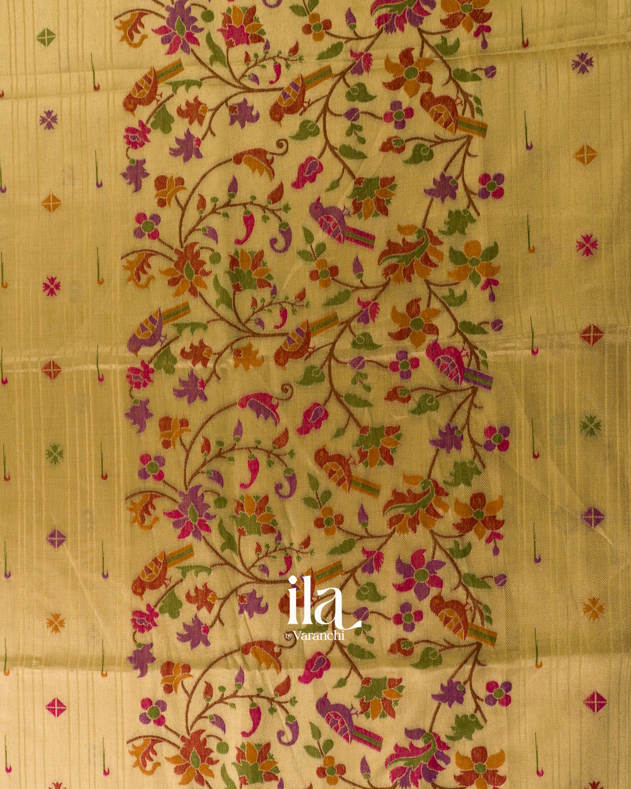 Golden Yellow Paithani Pallu Semi Cotton Saree