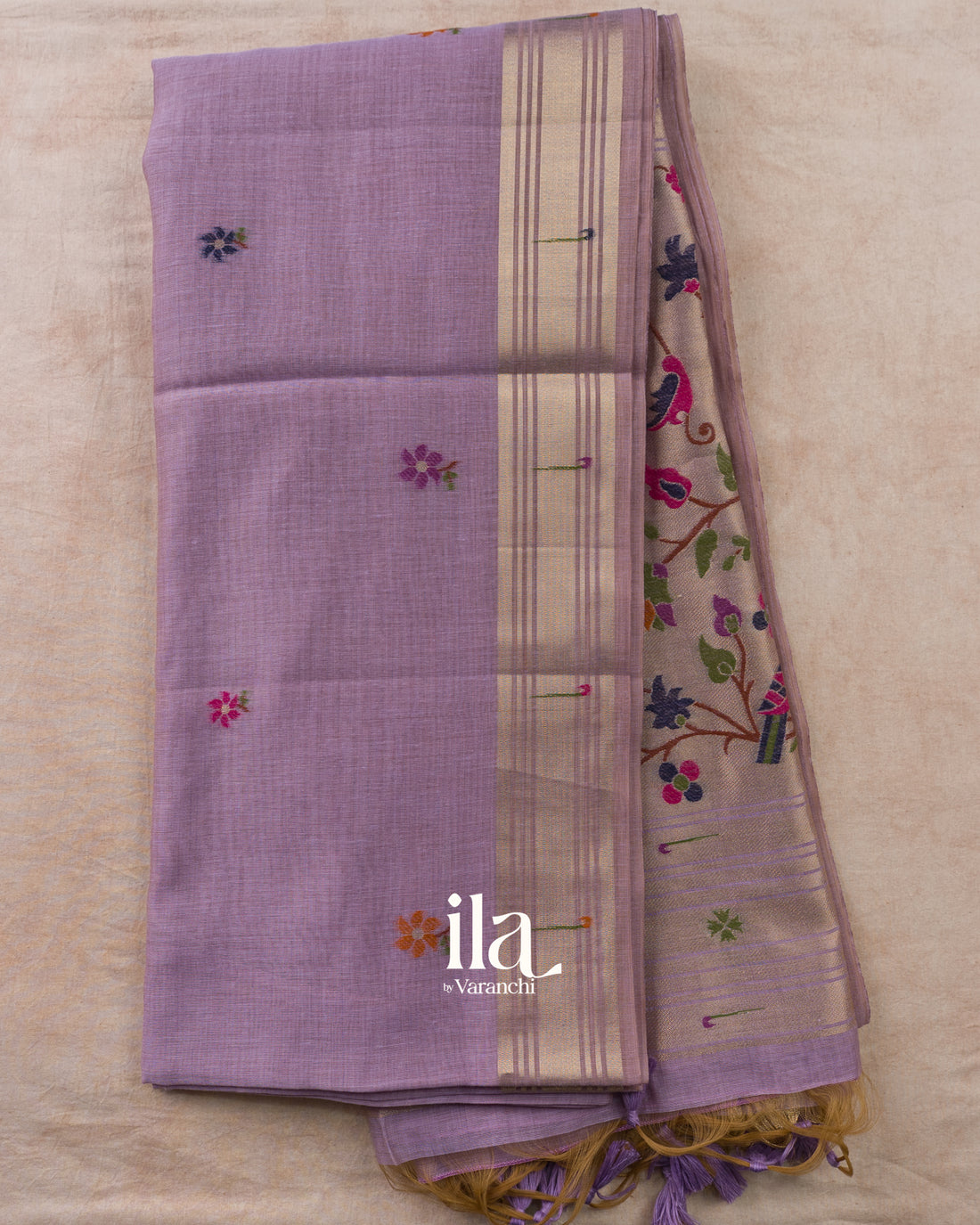 Lavender Paithani Semi Cotton Saree