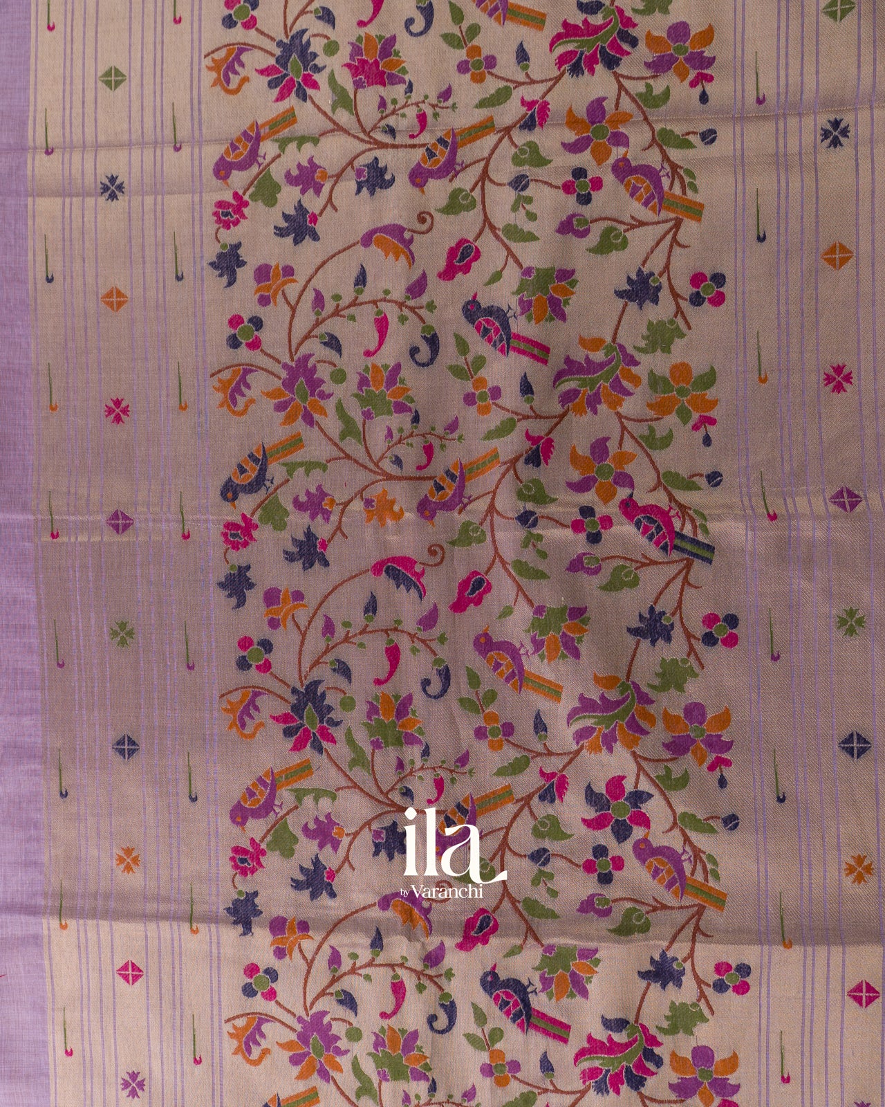 Lavender Paithani Semi Cotton Saree
