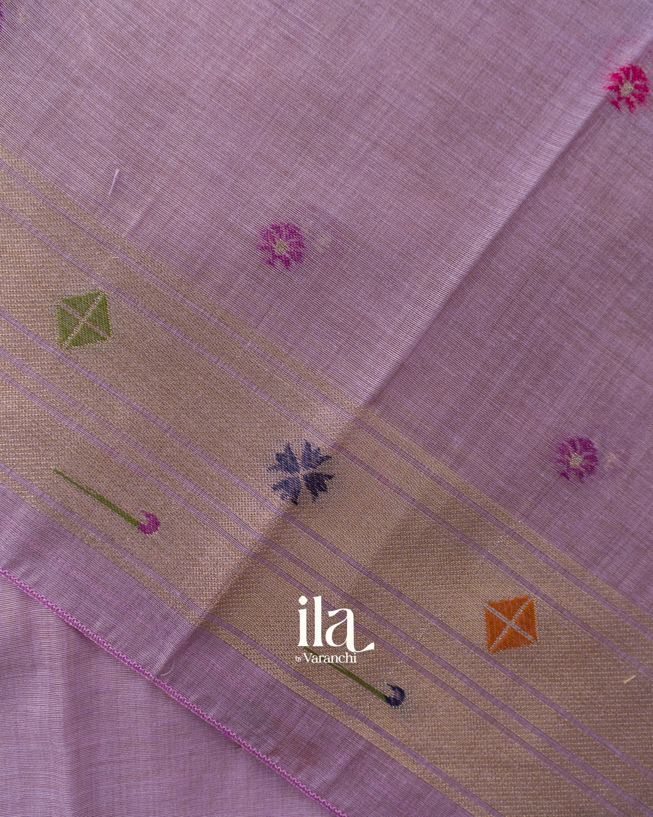 Lavender Paithani Semi Cotton Saree