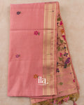 Baby Pink Paithani Pallu Semi Cotton Saree