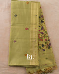 Pista Green Paithani Pallu Semi Cotton Saree