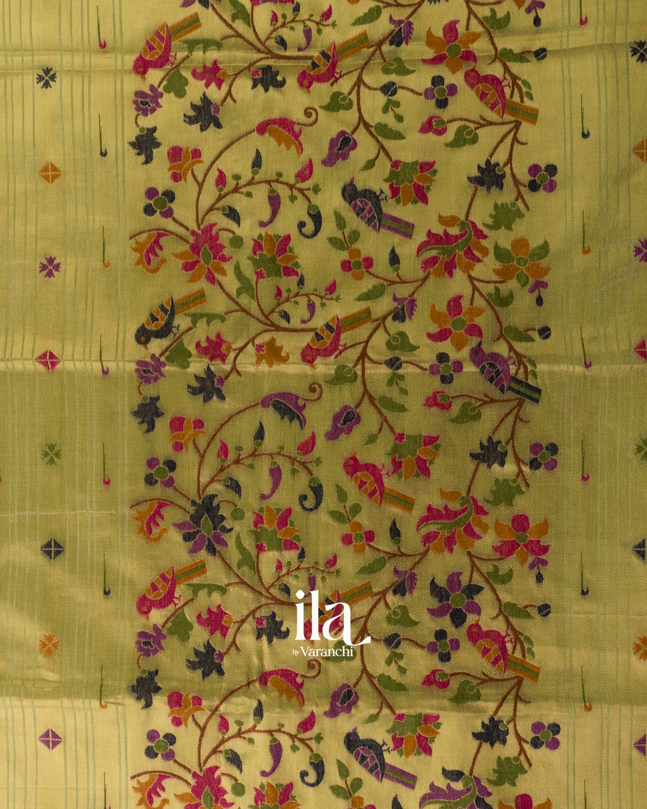 Pista Green Paithani Pallu Semi Cotton Saree