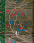 Bottle Green with Paithani Pallu Semi Matka Saree