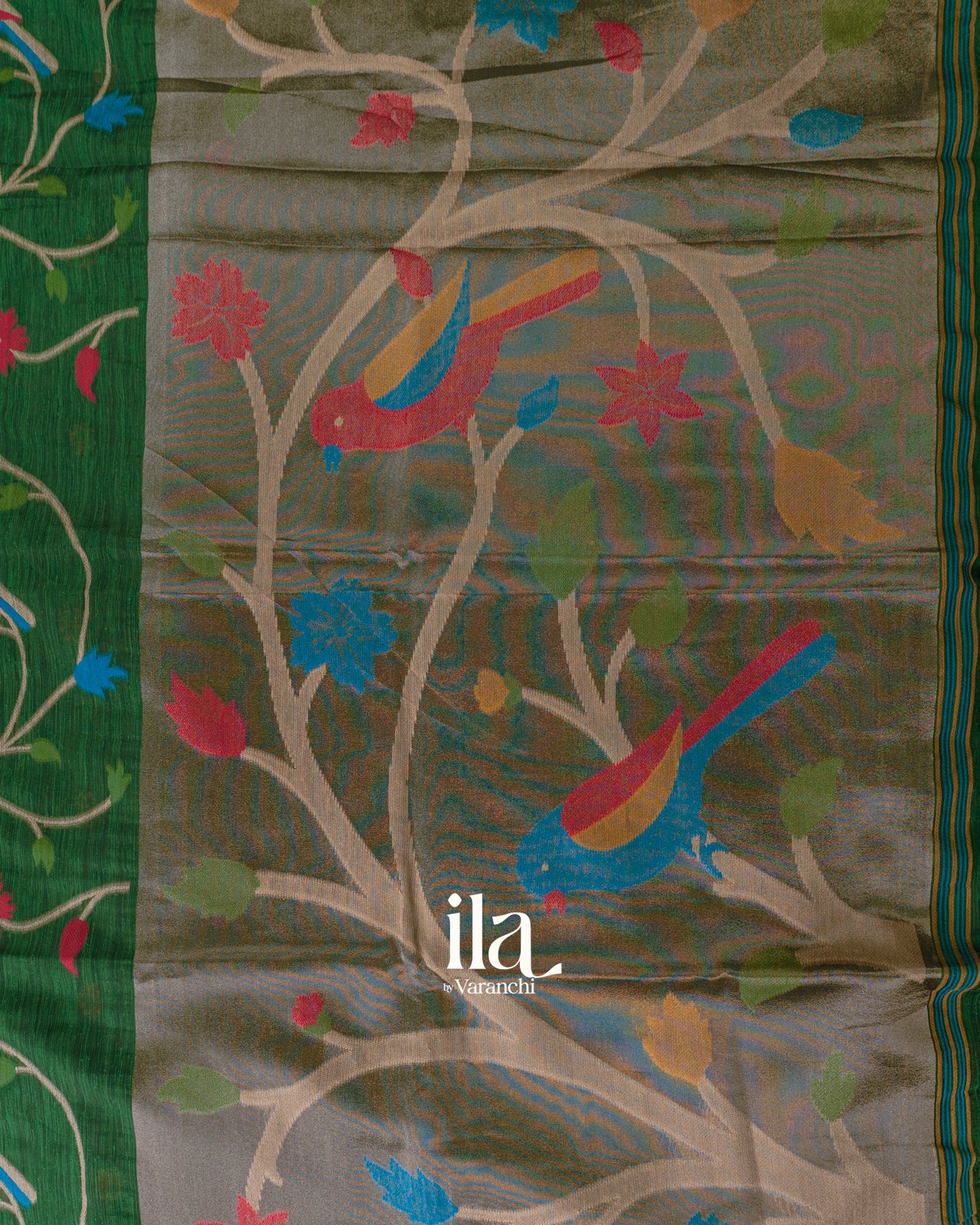 Bottle Green with Paithani Pallu Semi Matka Saree