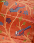 Rust Orange Jamdani Sequin with Paithani Pallu Semi Matka Saree — Pallu