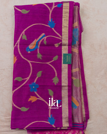 Magenta with Paithani Pallu Semi Matka Silk Saree