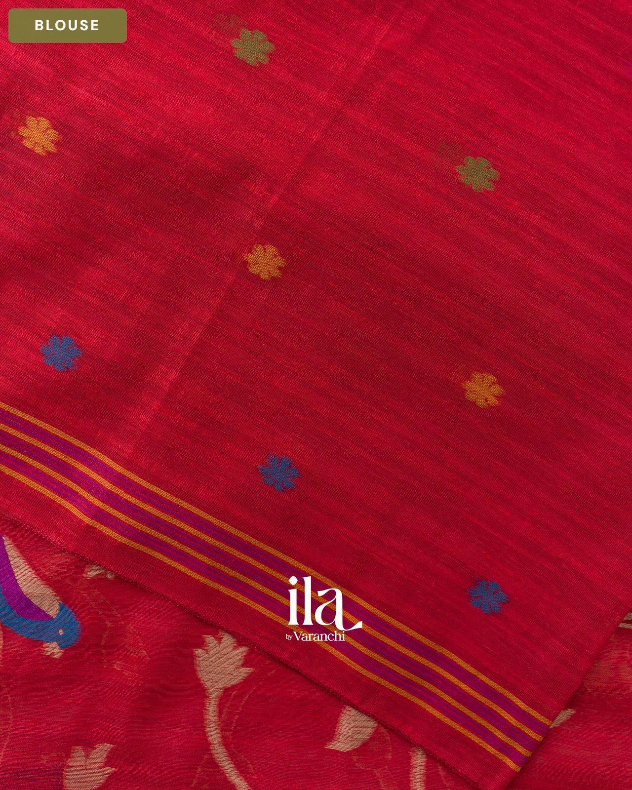 Chilly Red with Paithani Pallu Semi Matka Saree — Blouse