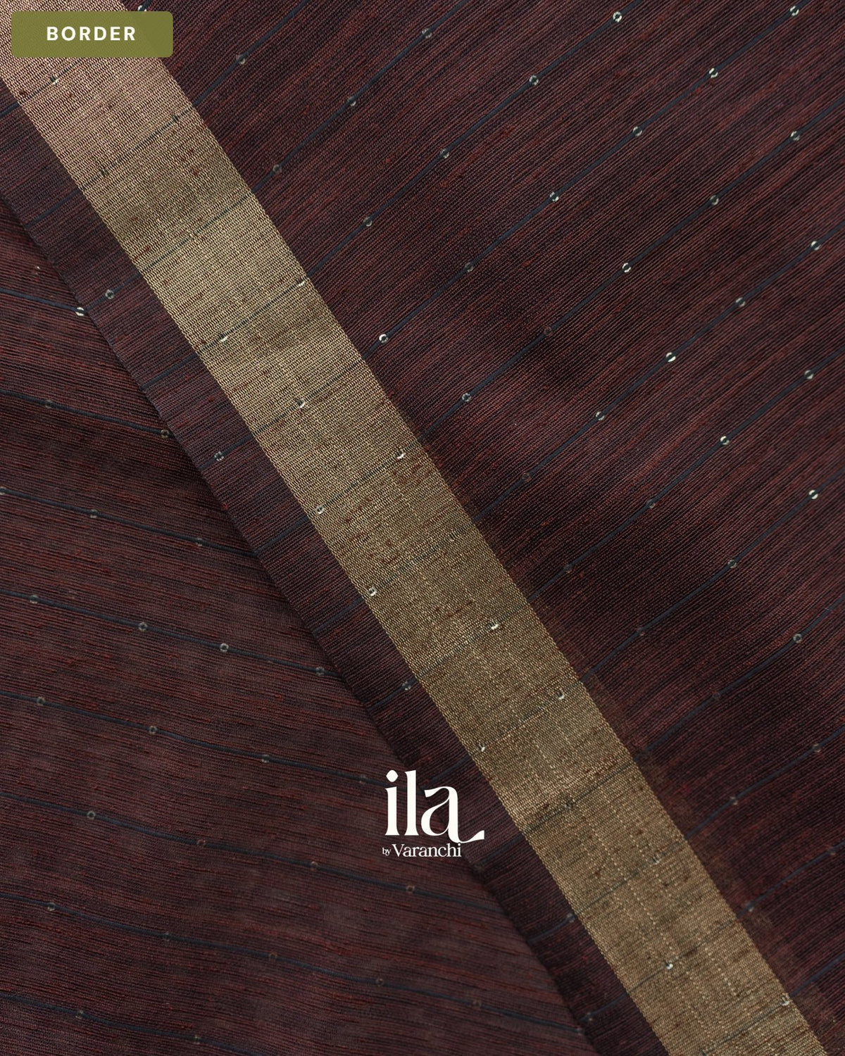Coffee Brown Jamdani Sequin with Paithani Pallu Semi Matka Saree — Border