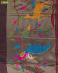 Coffee Brown Jamdani Sequin with Paithani Pallu Semi Matka Saree — Pallu