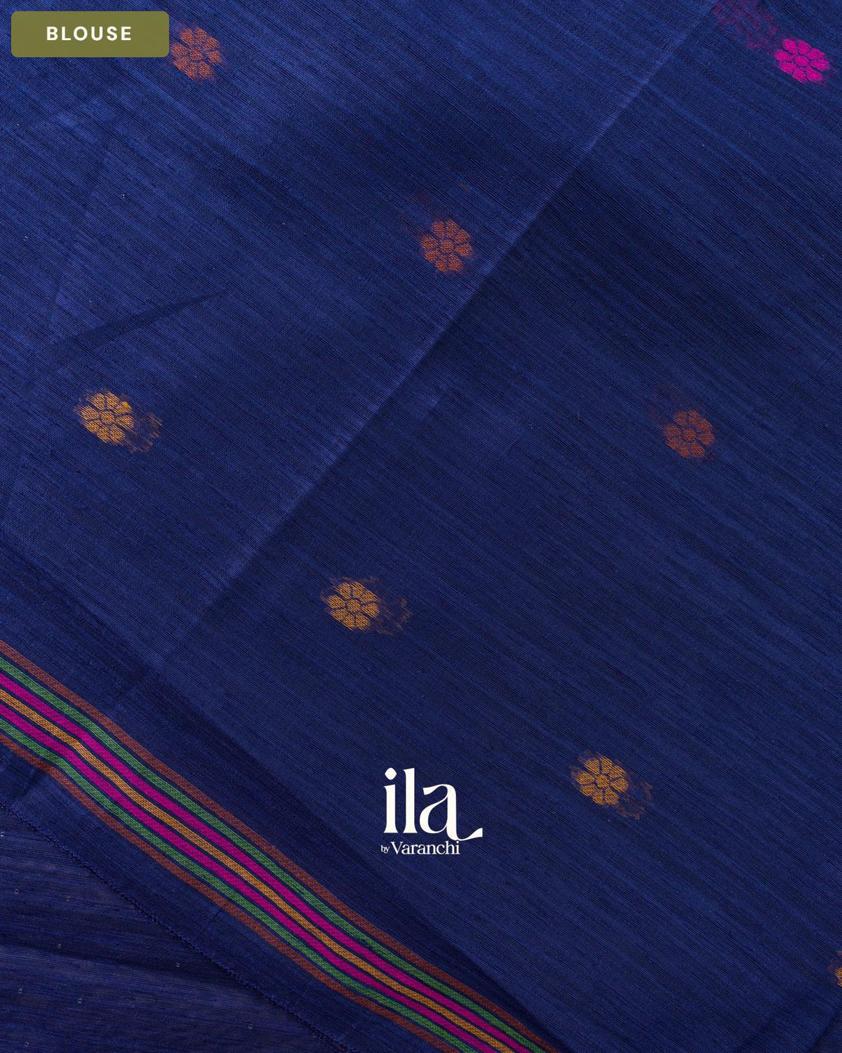 Navy Blue Jamdani Sequin with Paithani Pallu Semi Matka Saree — Blouse