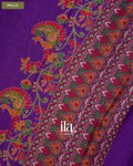 Purple Peacock Printed Chinon Saree — Pallu