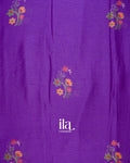 Purple Peacock Printed Chinon Saree
