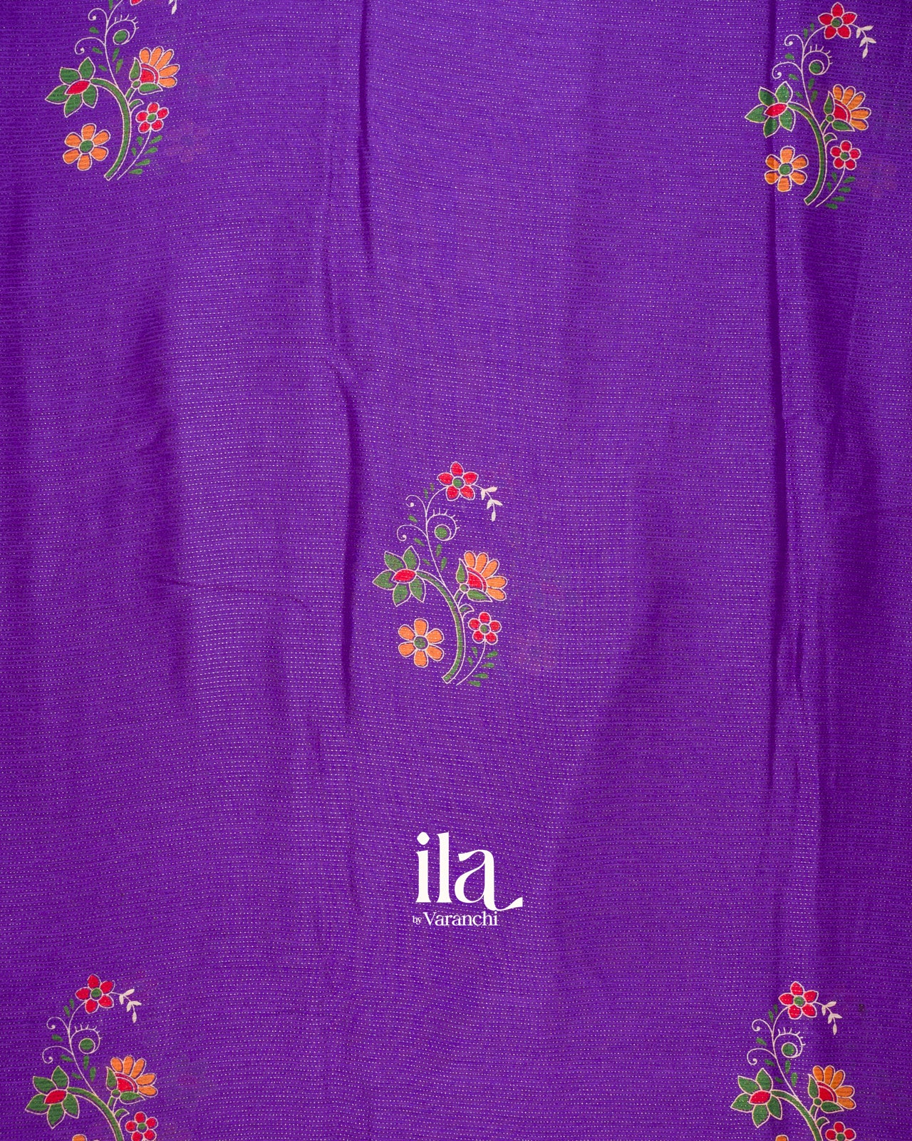 Purple Peacock Printed Chinon Saree