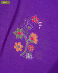 Purple Peacock Printed Chinon Saree — Body