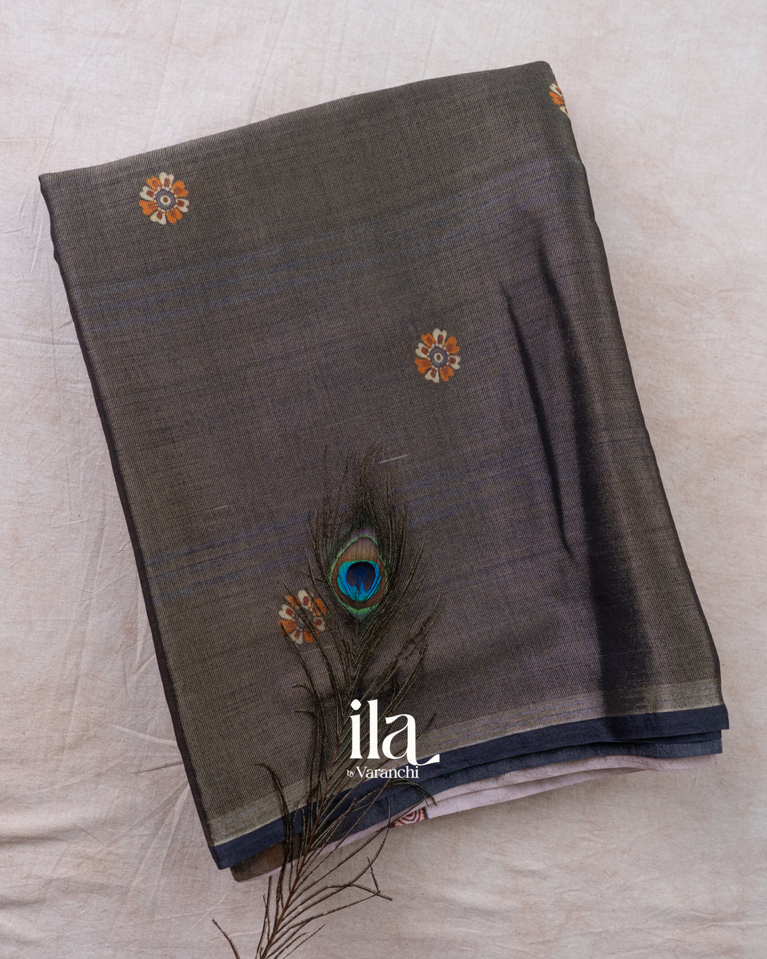 Black Borderless Cotton Tissue Saree