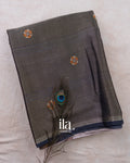 Black Borderless Cotton Tissue Saree