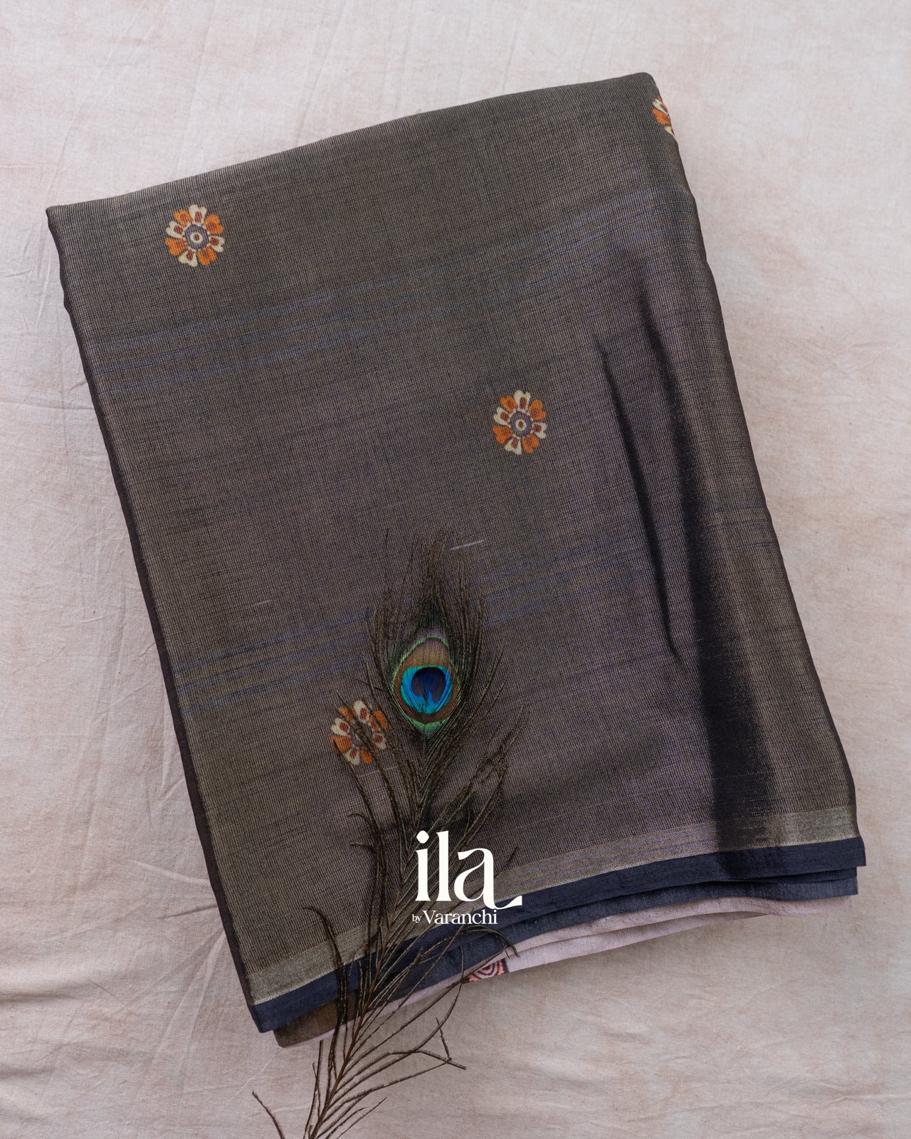 Black Borderless Cotton Tissue Saree