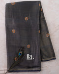 Black Borderless Cotton Tissue Saree