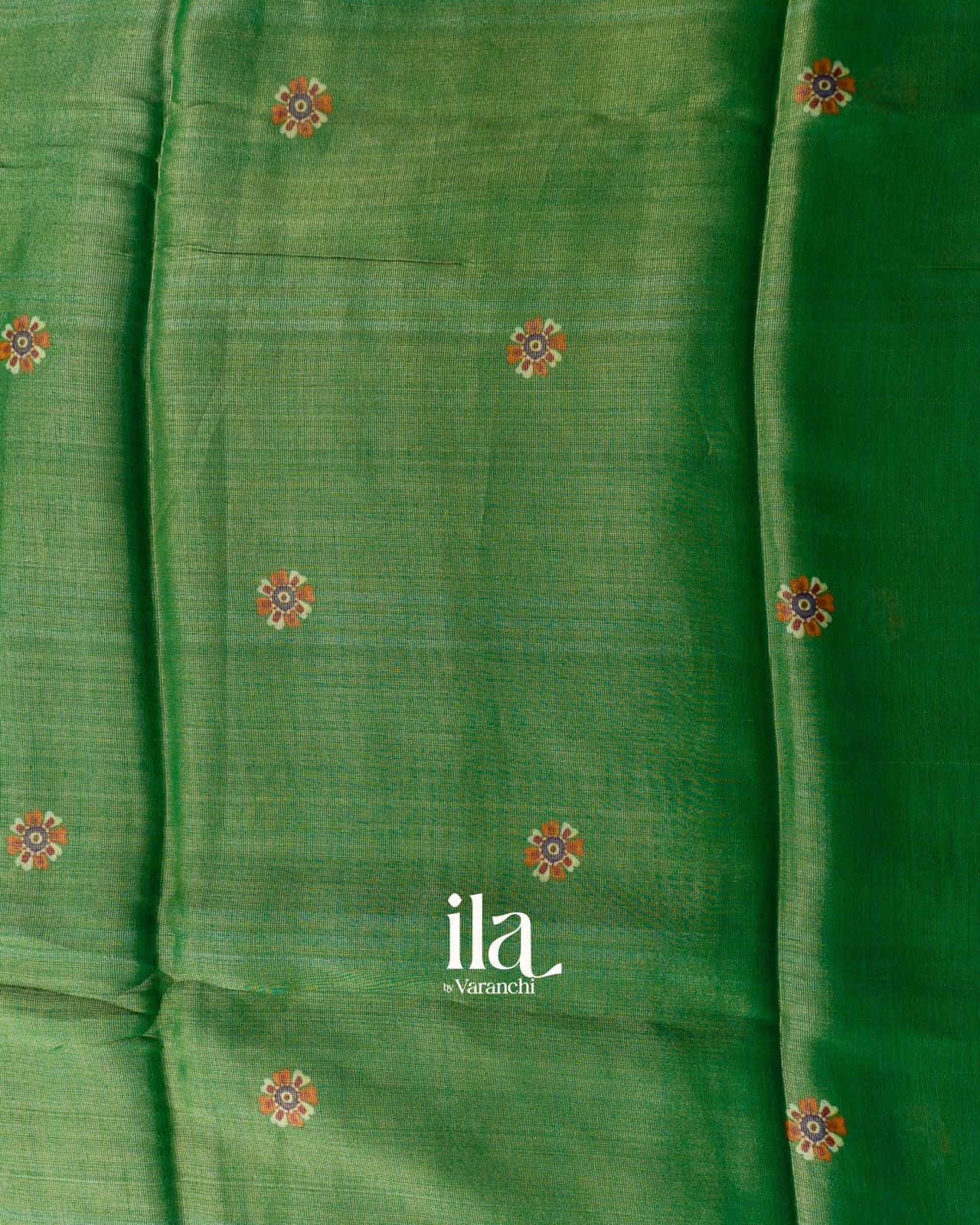 Parrot Green Borderless Cotton Tissue Saree