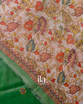 Parrot Green Borderless Cotton Tissue Saree