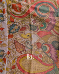Parrot Green Borderless Cotton Tissue Saree