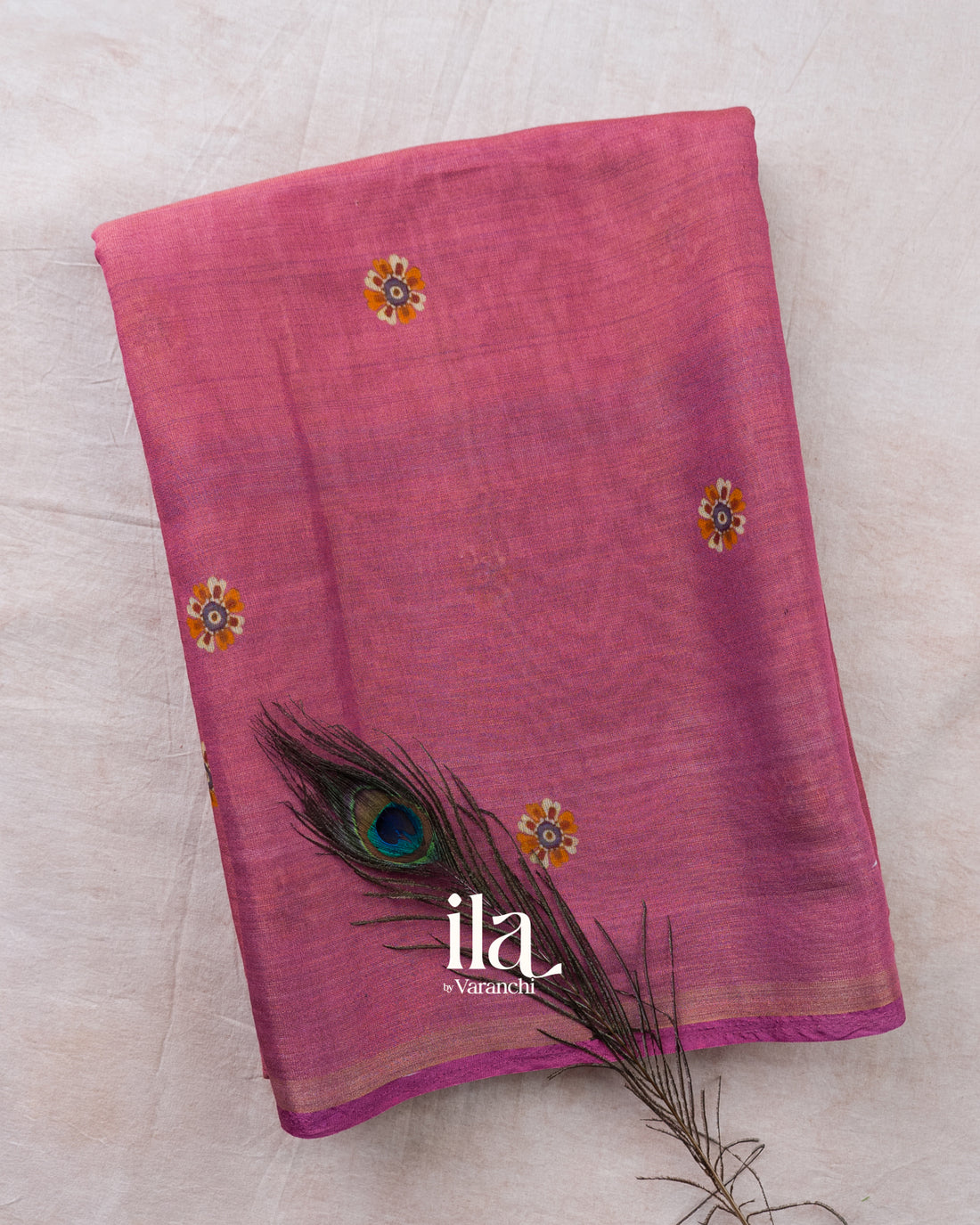 Dusty Rose Borderless Cotton Tissue Saree