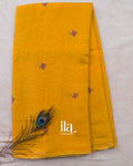 Mustard Yellow Borderless Cotton Tissue Saree