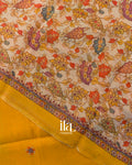 Mustard Yellow Borderless Cotton Tissue Saree