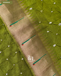 Olive Green Bandhani Semi Silk Saree — Border