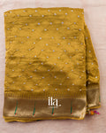 Mustard Yellow Bandhani Semi Silk Saree — Full Saree