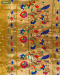 Mustard Yellow Bandhani Semi Silk Saree — Pallu