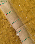 Mustard Yellow Bandhani Semi Silk Saree — Border